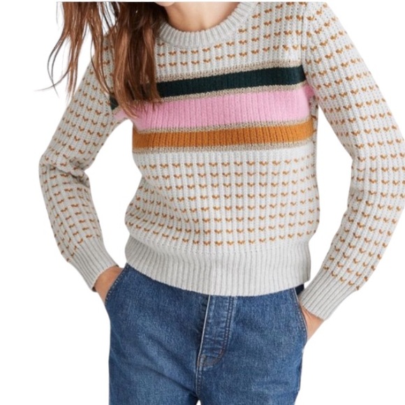 Madewell Barfield Crewneck Pullover Wool Alpaca Blend Stripe Knit Sweater XXS - Picture 1 of 8